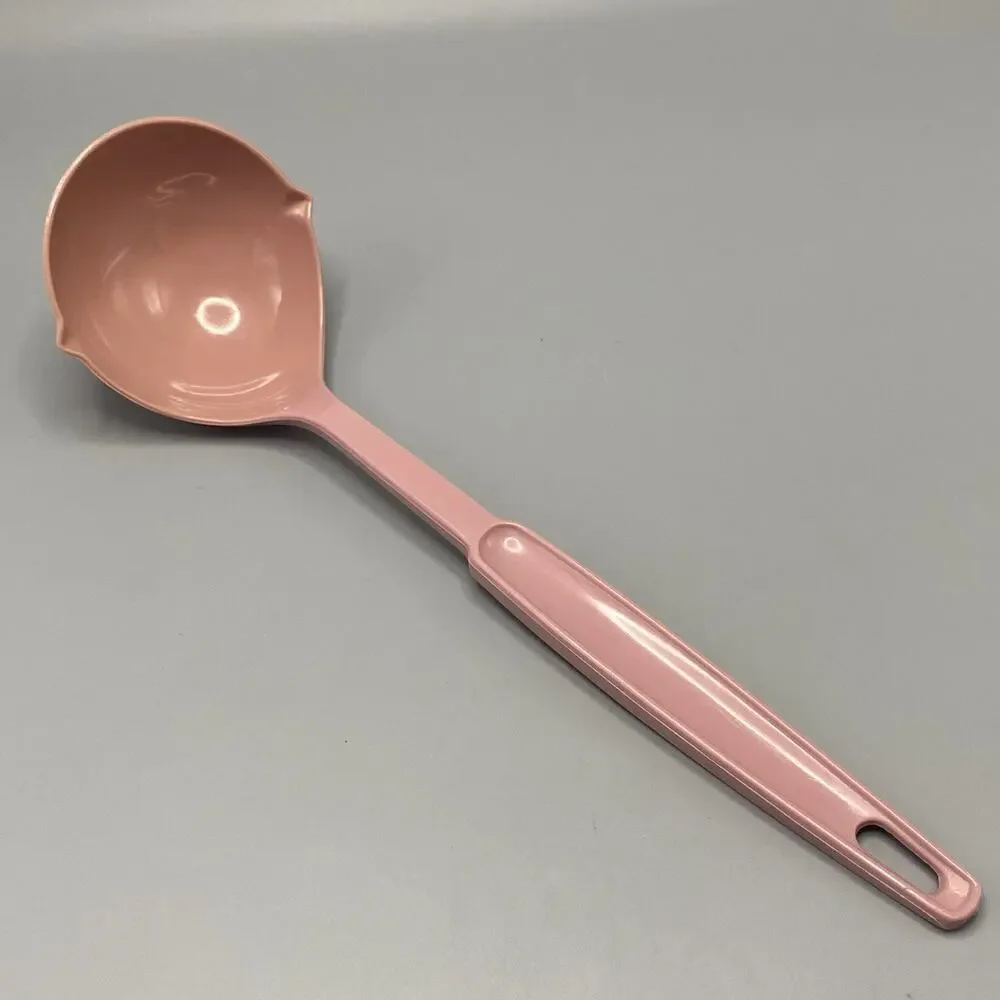 Vintage EKCO USA Pink Nylon Ladle Rose‎ 1980s Utensil 11 in Double Spout